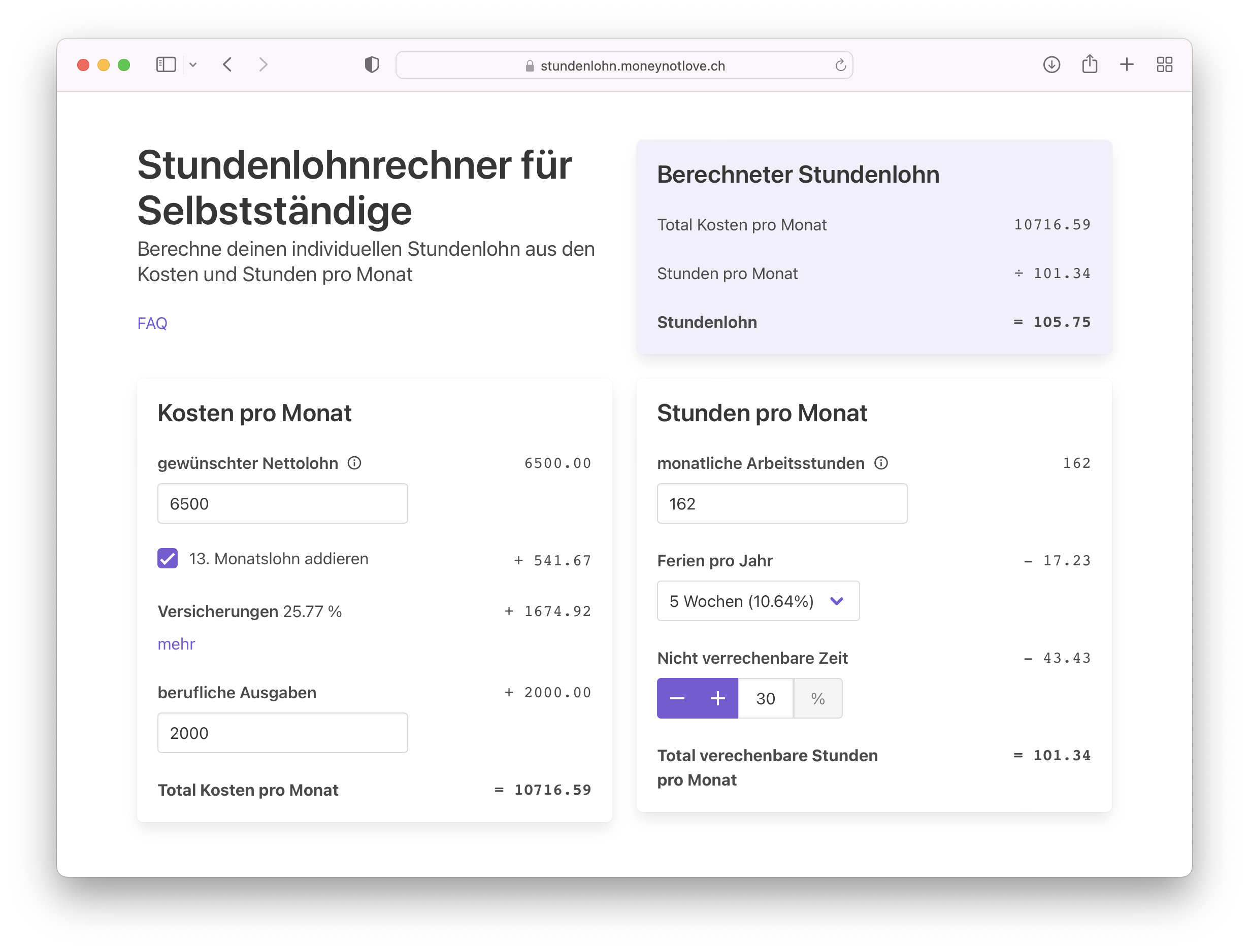 Stundenlohnrechner moneynotlove